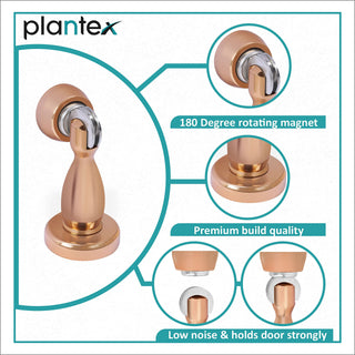 Plantex Magnetic Door Stopper for Home/ 360 Degree Magnet Door Catcher/Door Holder for Main Door/Bedroom/Office and Hotel Door - Pack of 8 (4 inch, Rose Gold)