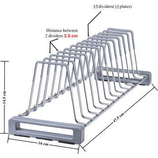 Plantex Deluxe Stainless Steel Plate Rack/Dish Rack/Thali Stand/Dish Stand/Utensil Rack (Chrome)