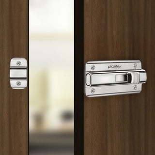 Plantex Premium Heavy Duty Door Stopper/Door Lock Latch for Home and Office Doors - Pack of 2 (Chrome)