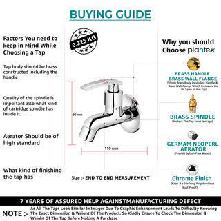 Plantex Pure Brass Single Lever Basin tap/Quarter Turn Bibcock Water tap with Brass Wall Flange & Teflon Tape/Washbasin tap/tap for wash Basin/Wash Basin taps-(COL-1001-Chrome)