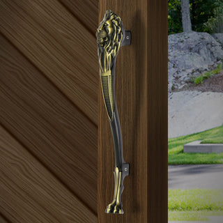 Plantex Heavy Duty Door Handle/12-inches Lion Shape Door Handle for Main Door/Door & Home Decor/Pull Push Handle for Home/Hotel- Pack of 1 (283-Brass Antique Finish) - 3 Years Warranty