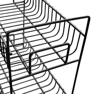 Plantex Stainless Steel 2-Tier Kitchen Rack/Spice Shelf/Kitchen/Pantry Storage Organizer (Rich Black, Tiered Shelf)