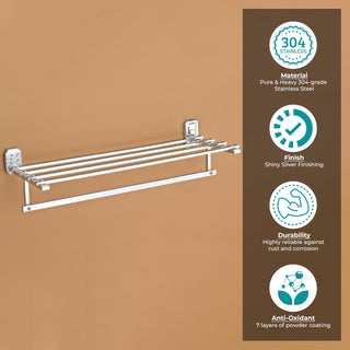 Plantex Stainless Steel 304 Grade Cute Towel Rack for Bathroom/Towel Stand/Hanger/Towel Bar for Bathroom Accessories (24 Inch-Chrome)