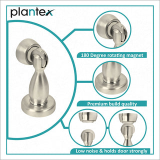 Plantex Magnet Door Stopper|Door Stopper for Home| Door Stopper Home Megnetic|Door Holder for Main Door| Set of 8 Door Stopper - (4 inch,Silver Matt)