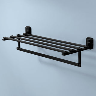 Plantex 304 Grade Stainless Steel 24 inch Towel Rack for Bathroom/Towel Stand/Hanger/Towel Bar for Bathroom Accessories - Cute (Black)