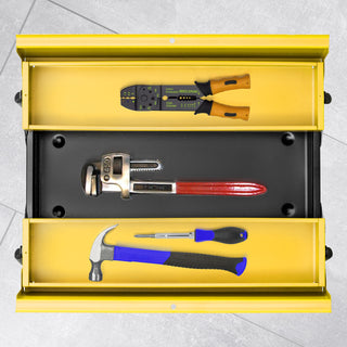 Plantex Tools Box/Metal ToolBox for Tool Kit/Tool box empty/Tool Box for Home and Garage with Easy & Convenient Storage 3 -Cabinets/Tool Organizer - (Yellow & Black)