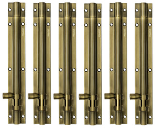 Plantex Stainless Steel 8-inch Tower Bolt/Tower Bolt for Home,Offices Doors and Windows/Tower Bolt for Main Door/Wardrobe Door Latch/Kundi/Chitakini/Door Latch for Windows (Brass Finish, Pack of 6)