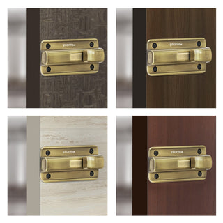 Plantex Premium Heavy Duty Door Stopper/Door Lock Latch for Home and Office Doors - Pack of 4 (Brass Antique)