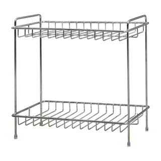 Plantex Stainless Steel Multipurpose 2-Tier Bathroom Organizer Shelf/Rack/Stand/Organizer/Bathroom Accessories (Chrome)