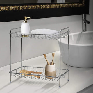 Plantex Stainless Steel Multipurpose 2-Tier Bathroom Organizer Shelf/Rack/Stand/Organizer/Bathroom Accessories (Chrome)