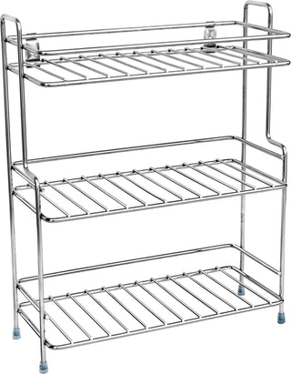 Plantex Stainless Steel Shelf - Multipurpose & Stackable Rack Organizer for Bathroom & Kitchen/Bathroom Accessories (Chrome-Silver) , Set of 1