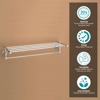 Plantex 304 Grade Stainless Steel Towel Rack for Bathroom/Towel Stand/Hanger/Bathroom Accessories - Niko (24 Inch-Chrome)