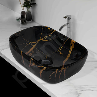 Plantex Ceramic Basin for Bathroom/Table Top Ceramic Basin/Washbasin for Bathroom - (ALPHA-NS-104-Marble Finish)