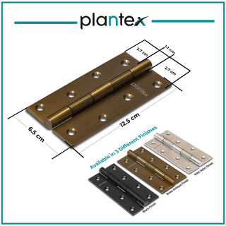 Plantex Heavy Duty Stainless Steel Door Butt Hinges 5 inch x 12 Gauge/2.5 mm Thickness Home/Office/Hotel for Main Door/Bedroom/Kitchen/Bathroom - Pack of 4 (Brass Antique)