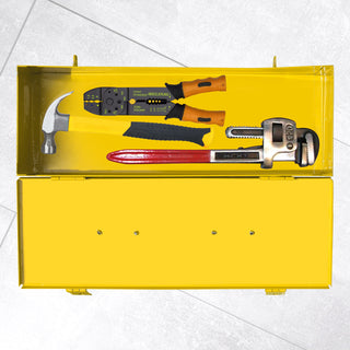 Plantex 12-inch Metal Tool Box for Tool/Tool Kit Box for Home and Garage/Tool Box Without Tools/DIY Repair Tools Box (Yellow)