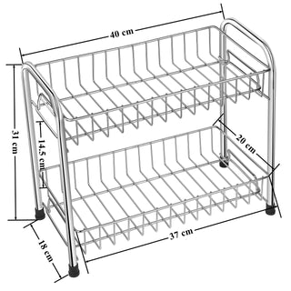 Plantex Stainless Steel 2-Tier Foldable Spice Rack/Multipurpose Kitchen Organizer/Storage Rack For Kitchen Platform (Chrome) - Countertop, Tiered Shelf