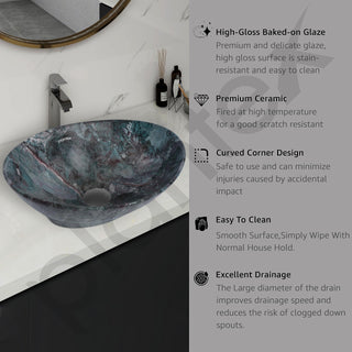 Plantex Ceramic Basin for Bathroom/Table Top Ceramic Basin/Washbasin for Bathroom - (BOAT-NS-553-Marble Finish)