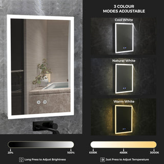 Plantex LED Mirror Cabinet for Bathroom with Defogger and Bluetooth/Bathroom Storage Organizer/Shelf/Bathroom Accessories - 19x27 Inches