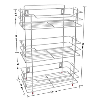 Plantex Stainless Steel Multipurpose 3 Tier Kitchen Rack/Storage Shelf/Dish Rack/Storage Rack for Kitchen (Chrome)