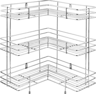 Plantex Heaviest Stainless Steel Multipurpose L-Shape 3-Tier Kitchen Corner Rack/Storage Shelf/Dish Rack/Storage Rack for Kitchen Accessories(Chrome, Tiered Shelf)