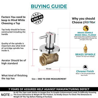 Plantex 25 mm Pure Brass Flush valve with Teflon Tape & Adjustable Brass Wall Flange/Toilet Flush valve/Metropole Flush valve/Flush valve for toilet-(ICO-920-Chrome)