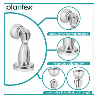 Plantex Magnet Door Stopper for Home|Door Holder for Main Door|360 Degree Magnet Door Catcher - Set of 10 (4 inch, Chrome)