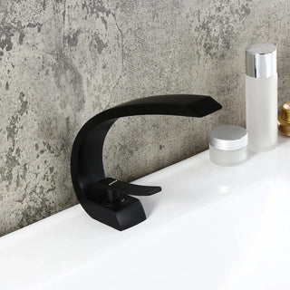 Plantex Designer Pure Brass Single Lever Hot & Cold Water Basin Mixer/Table Mounted Tap for Wash Basin- Matte Black Finish