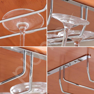 Plantex Wine Glass Rack/Holder Upside Down Glass Hanging Organizer for Pubs/Kitchen/Bars (Double Line - Large), Stainless Steel