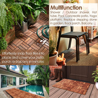 Plantex Merbau Wood Deck Tiles for Garden/Terrace/Patio/Outdoor Tiles with Interlocking Installation-Waterproof Flooring Tiles – Pack of 10 (Wood - 12x12 Inch)