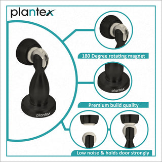 Plantex Magnetic Door Stopper for Home/360 Degree Magnet Door Catcher/Door Holder for Main Door/Bedroom/Office and Hotel Door - Pack of 8 (4 inch, Black)