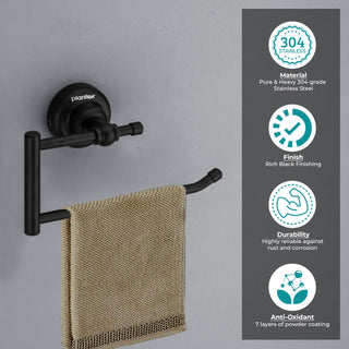 Plantex 304 Grade Stainless Steel Towel Hanger for bathroom/Napkin Hanger for Kitchen/Towel Ring/Bathroom Accessories - Skyllo (Black)