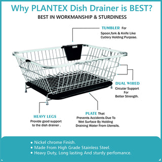 Plantex Stainless Steel Dish Drainer Basket for Kitchen Utensils/Dish Drying Rack with Drainer/Plate Stand/Bartan Basket (Size-56 x 43 x 22 cm)