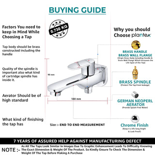 Plantex Pure Brass Single Lever Two Way Tap for Washbasin/Bibcock Water tap for Washing Machine with Brass Wall Flange & Teflon Tape/Quarter Turn 2 Way Angle Valve Bathroom tap-(ORN-207-Chrome)