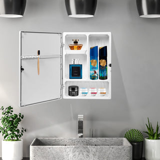 Plantex Forever Multi-Purpose Plastic Bathroom Cabinet with Mirror Door/Bathroom Accessories (Slimline-White)