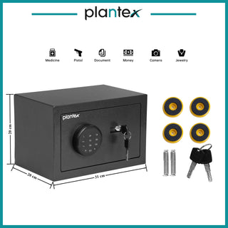 Plantex Digital Safe Locker for Home-Security locker with Electronic Keypad and Key lock/Safety Box for Home - Black - 10 Litres