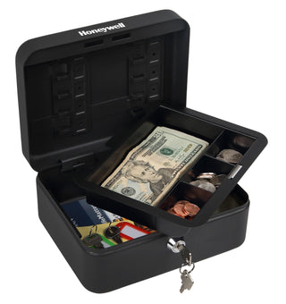 Honeywell Safes & Door Locks 6111 Convertible Steel Cash and Security Box with Key Lock, Black