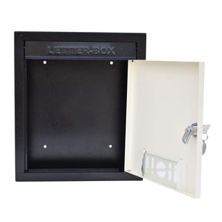 Plantex Wall Mount A4 Size Letter Box - Mail Box/Complaint Box/Donation Box with Lock/Letter Box for Home gate with Key Lock (Black & Ivory)