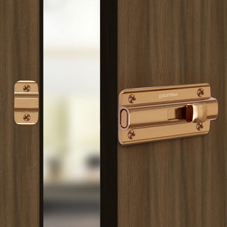 Plantex Premium Heavy Duty Door Stopper/Door Lock Latch for Home and Office Doors - Pack of 3 (Rose Gold)