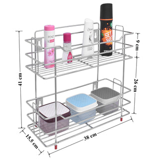 Plantex Stainless Steel Multipurpose 2 Tier Kitchen Storage Shelf/Cutlery/Dish Rack (Chrome Finish), Tiered Shelf