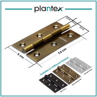 Plantex Heavy Duty Stainless Steel Door Butt Hinges 3 inch x 16 Gauge/1.5 mm Thickness Home/Office/Hotel for Main Door/Wooden/Bedroom/Kitchen - Pack of 6 (Brass Antique)