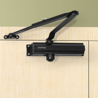 Plantex Door Closer/Aluminium Door Closer for Wooden Door/Hydraulic Automatic Door Closer/Soft Close Door Closer for Hotel/Home/Office - ISO 9001 Certified (MI-100, Capacity - 75 Kg, Black)