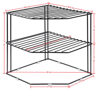 Plantex Stainless Steel Multipurpose 3-Tier Floor Standing, Tabletop Kitchen Corner Rack/Storage Shelf/Dish Rack/Storage Rack For Kitchen/Corner Stand For Kitchen Corner(Black, Corner Shelf)