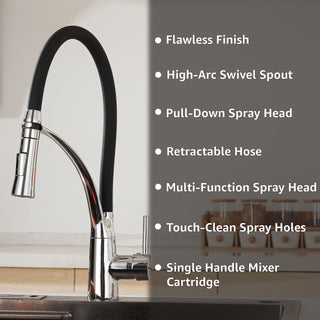 Plantex Designer Black Single Lever Sink Hot & Cold Water Mixer Pull Down Tap/Flexible Kitchen Faucet