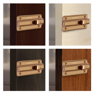 Plantex Premium Heavy Duty Door Stopper/Door Lock Latch for Home and Office Doors - Pack of 4 (Rose Gold)