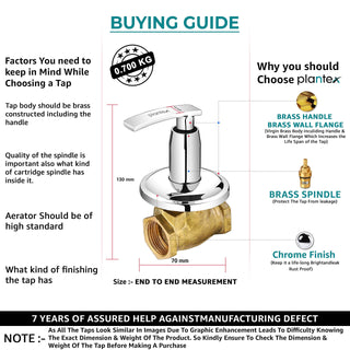 Plantex Pure Brass 25 mm Flush Valve for Toilet/Toilet Flush valve with Teflon Tape & Wall flange/Metropole Flush valve/Flush valve-(COL-1020-Chrome)