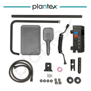 Plantex Thermostatic Shower Panel with Piano Switches/Shower Set with Head Shower/Hand Shower/Bidet Gun - Slate Grey