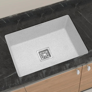 Plantex Granite Quartz Single Bowl Kitchen Sink with Hose Pipe and Square Coupling-Flushmount/Undermount/Top Mounted – (Mosaic Grey-24 x 18 inches)