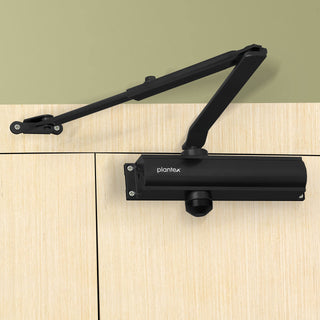 Plantex Door Closer/Aluminium Door Closer for Wooden Door/Hydraulic Automatic Door Closer/Soft Close Door Closer for Hotel/Home/Office - ISO 9001 Certified (MI-200, Capacity - 55 kg, Black)