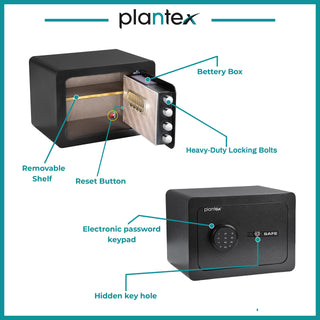 Plantex Locker For Home/Safe Locker With Keypad/23 Litres Digital Locker/Safes For Jewellery, Money, Other Importants/Safety Locker For Home & Office For Valuables - (Black)