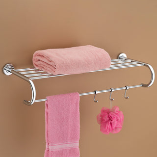 Plantex 304 Grade Stainless Steel Bathroom Towel Hanger/Towel Rack with Towel Rod/Towel Holder/Bathroom Accessories - Daizy (24-inch) Chrome